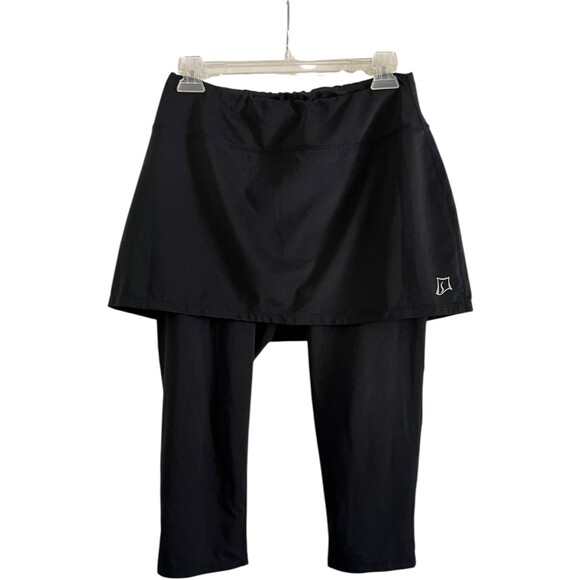 2 in 1 Skirted Capri Leggings Skirt Sports Medium Pockets Black M Gorpcore Yoga - Picture 1 of 9